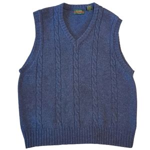 Hill & Archer mens vintage blue cable knit vest size large
